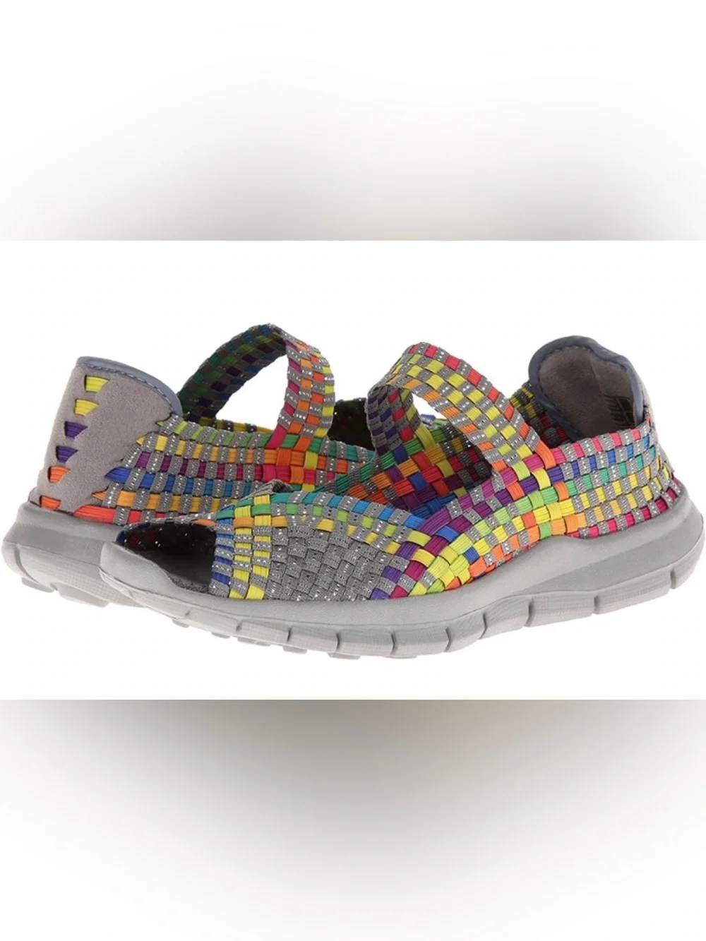 Bernie Mev Multicolor Hand Woven Peep-Toe Elastic Wedge Sport Sandal Size 39(8)